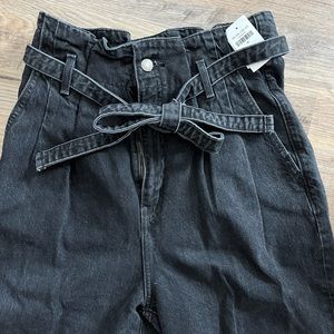 Abercrombie paper bag waist black denim size 29